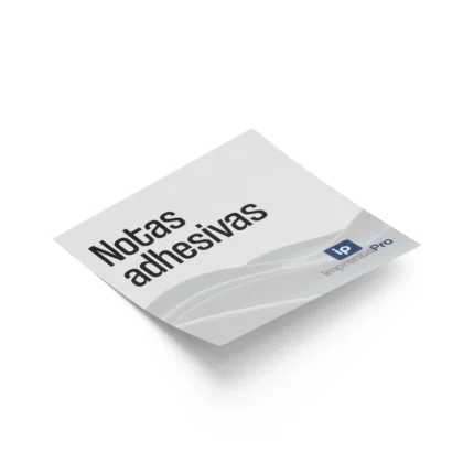 Bloc de notas adhesivas personalizadas con logo de imprenta pro en cada hoja. Ideal para uso en oficinas, promociones o regalos corporativos, ofreciendo visibilidad de marca en cada nota.