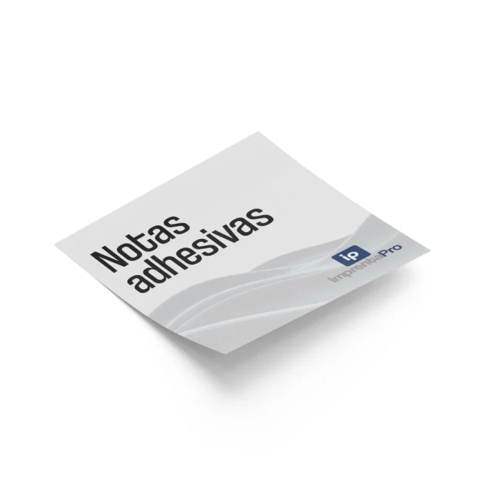 Bloc de notas adhesivas personalizadas con logo de imprenta pro en cada hoja. Ideal para uso en oficinas, promociones o regalos corporativos, ofreciendo visibilidad de marca en cada nota.