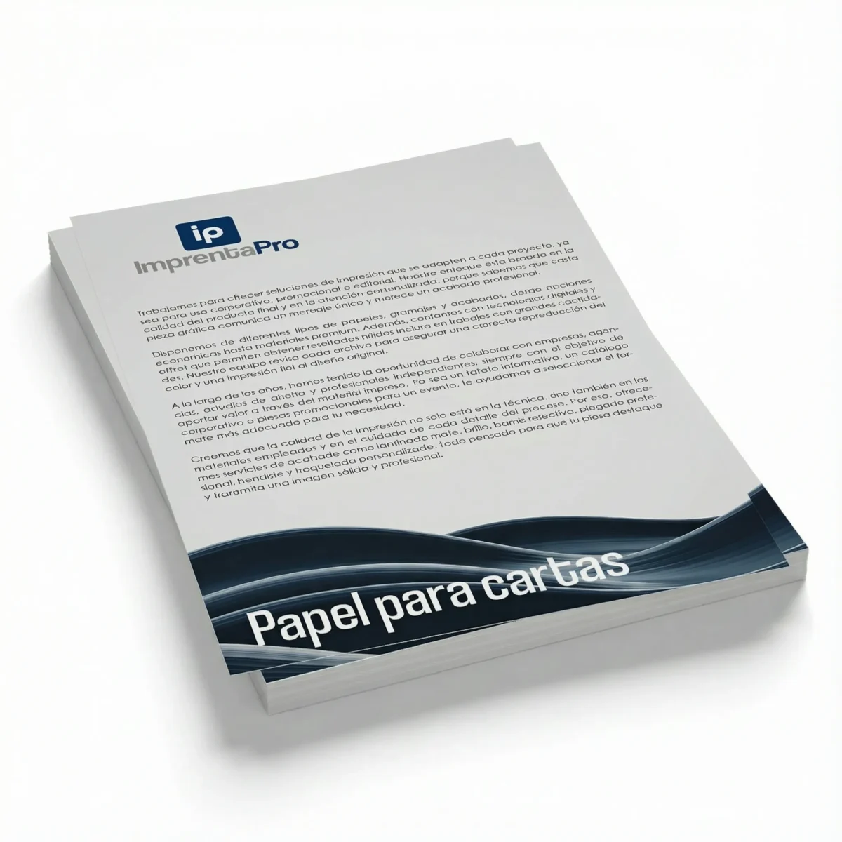 Papel para cartas personalizado con diseño en blanco y el logotipo de imprenta pro en la parte superior. Ideal para correspondencia profesional y personal, aportando un toque elegante y corporativo.