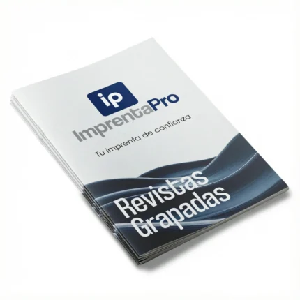 Imagen de revistas grapadas con diseño personalizado, impresas por Imprenta PRO para empresas que buscan calidad y personalización en sus materiales de marketing.