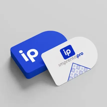 Imagen de tarjetas troqueladas personalizadas con logo impresas por Imprenta PRO.