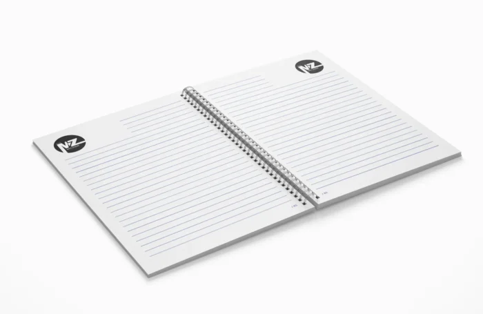 Cuaderno abierto impreso con líneas