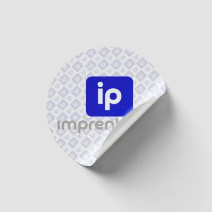 Pegatinas Promocionales para Publicidad con el logotipo de imprentapro, diseñadas en color blanco y azul. Ideales para campañas publicitarias, promociones y branding de productos.