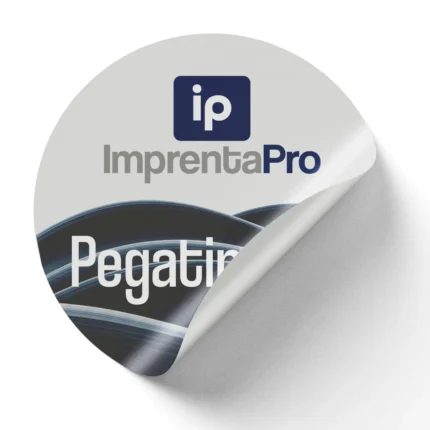 Pegatinas Promocionales para Publicidad con el logotipo de imprentapro, diseñadas en color blanco y azul. Ideales para campañas publicitarias, promociones y branding de productos.