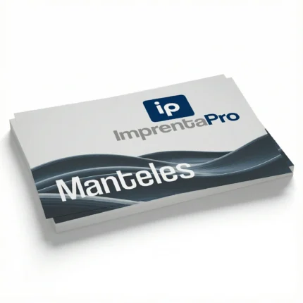 Manteles de papel impresos para restaurantes, con diseño en blanco y azul y el logotipo de 'imprenta.pro'. Ideal para cubrir mesas y añadir un toque profesional a la presentación en establecimientos de comida.