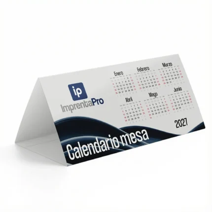 Imagen de calendarios de mesa triangulares personalizados, impresos por Imprenta PRO.