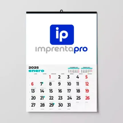 Imagen de calendarios de pared con faldilla personalizados, impresos por Imprenta PRO.